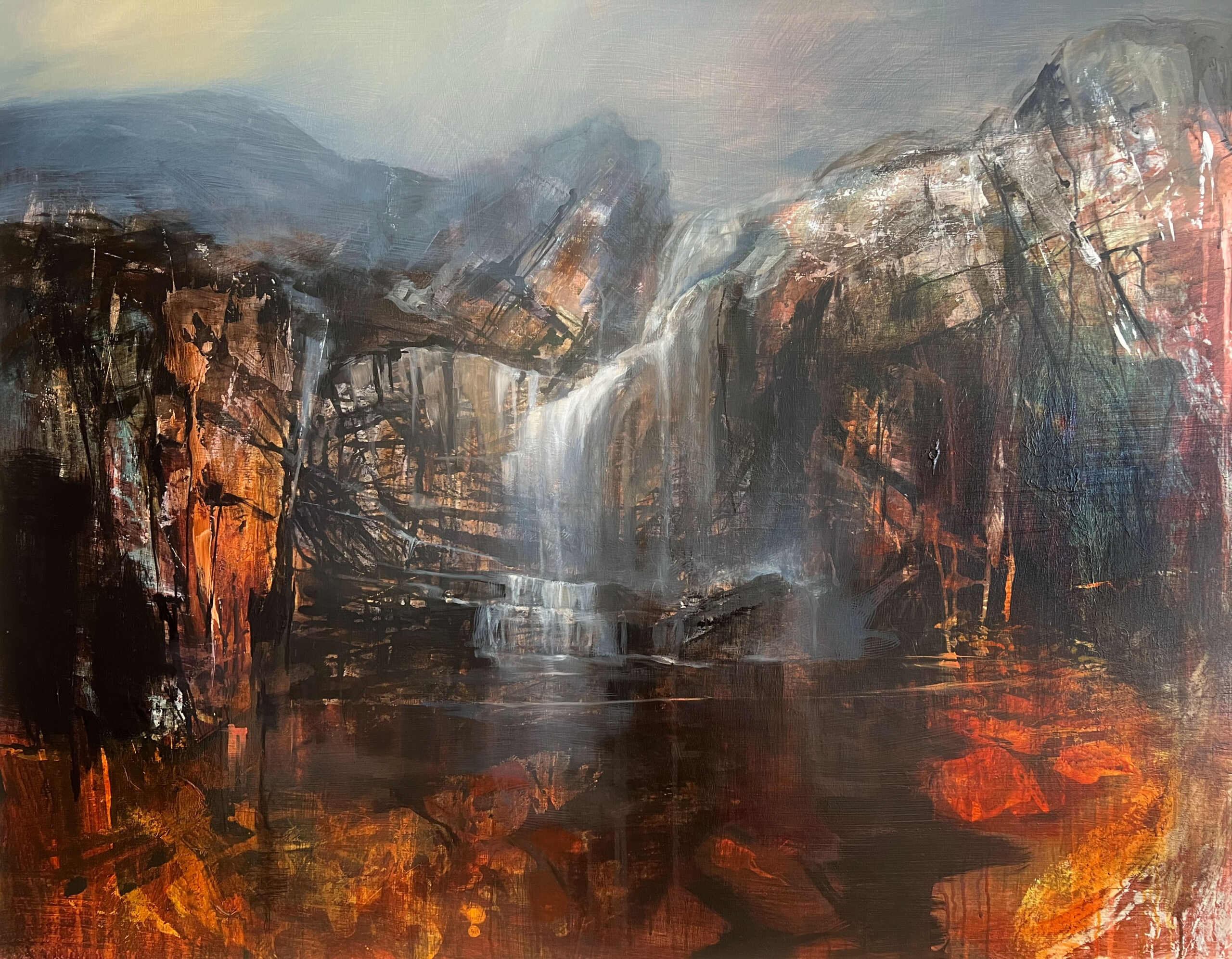Painting Scotland Highlands Waterfall